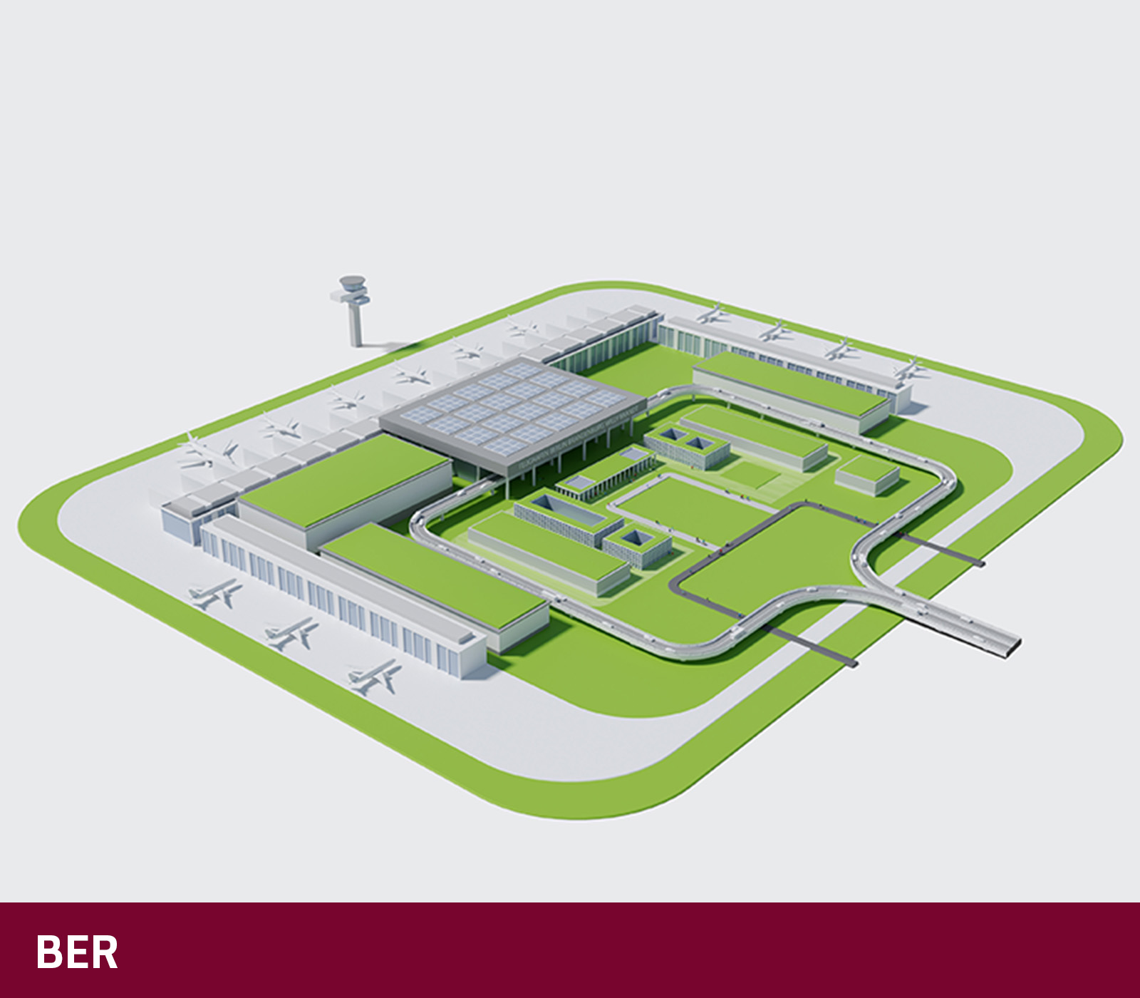 Die Illustration des Flughafen BER steht für die gute Anbindung des Quartiers HORIZN BER CITY an den Flughafen. © FOREAL® GbR / Flughafen Berlin Brandenburg GmbH